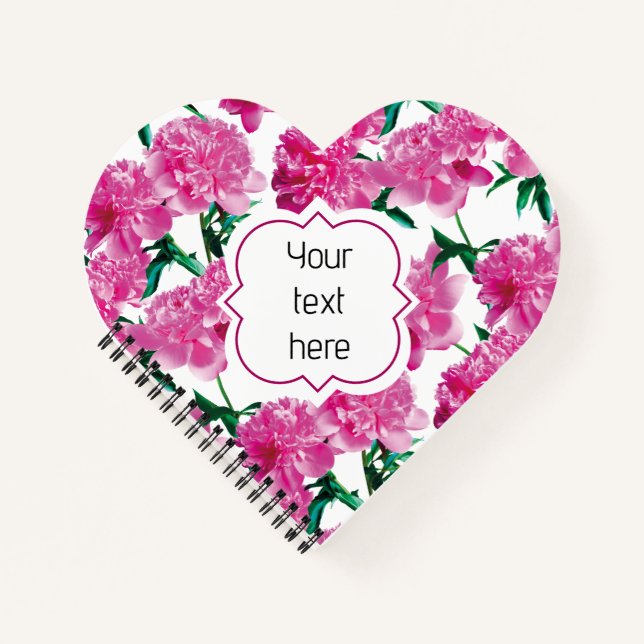 Carnet Motif moderne de fleurs roses pour filles. (Devant)