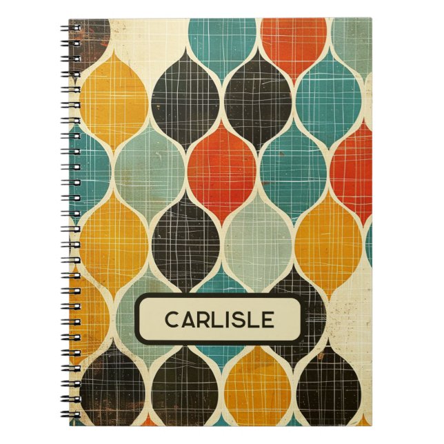 Carnet Motif moderne du Moyen-siècle rétro Turquoise Brow (Devant)