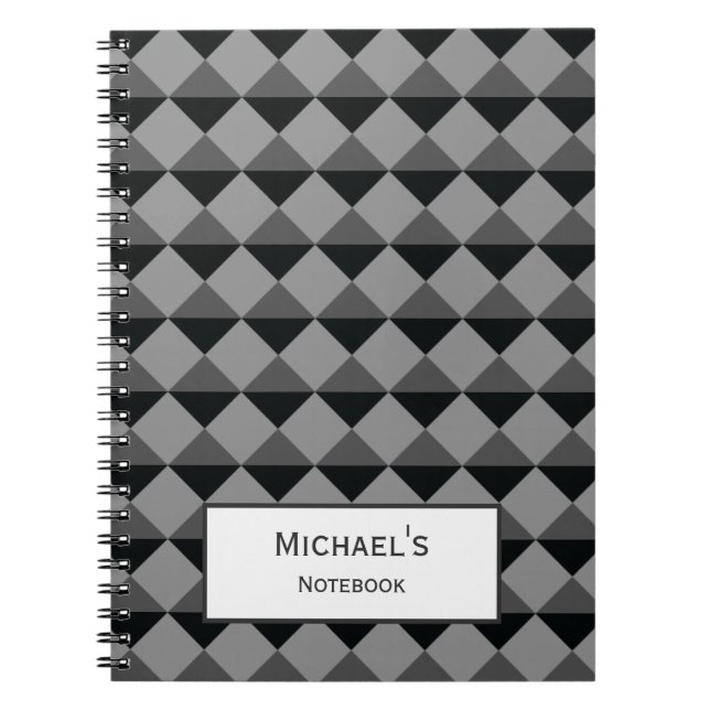 Carnet Motif moderne moderne Black Grey Diamond Triangle (Devant)