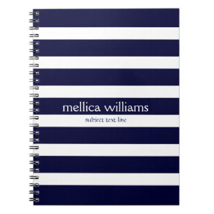 Carnet Motif moderne Navy-Blue & White Stripes