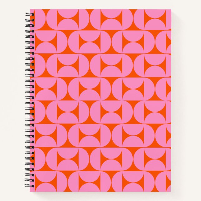 Carnet Motif moderne rose Et orange Du Milieu Du Siècle (Devant)