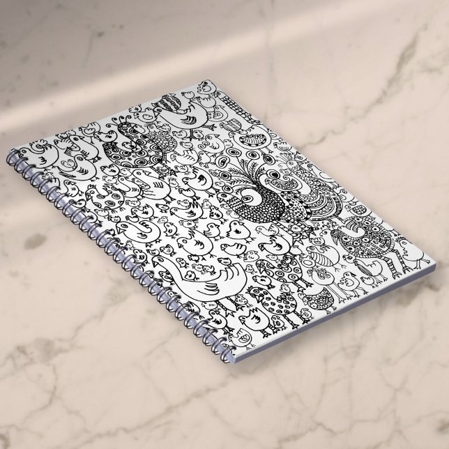 Carnet Motif moderne simple d'oiseaux noirs et blancs (Modern Simple Black and White Birds Pattern Notebook)