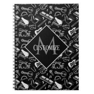 Carnet Motif Monogramme Black & White Instruments
