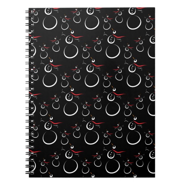 Carnet Motif motoneige d'hiver mignon noir (Devant)