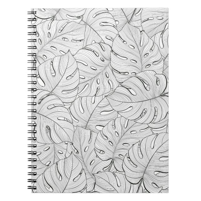 Carnet Motif noir blanc Feuille Monstera (Devant)