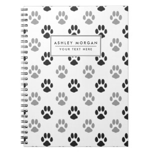 Carnet Motif noir et blanc mignon d'empreintes de pattes