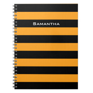 Carnet Motif noir et orange de rayures