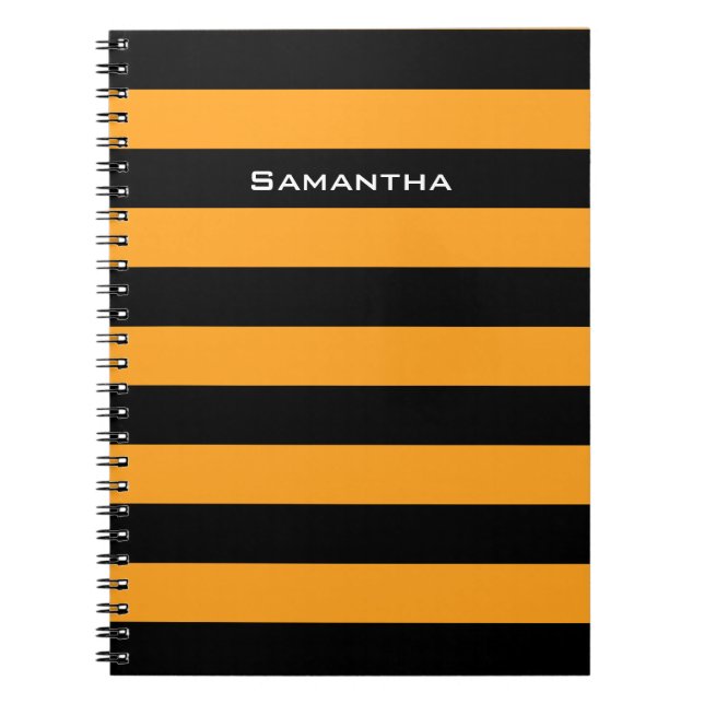 Carnet Motif noir et orange de rayures (Devant)