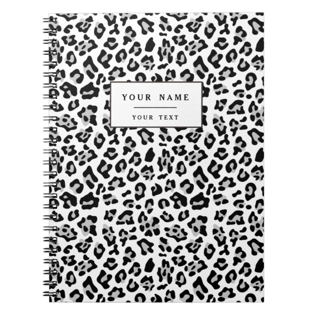 Carnet Motif noir gris de poster de animal de léopard (Devant)