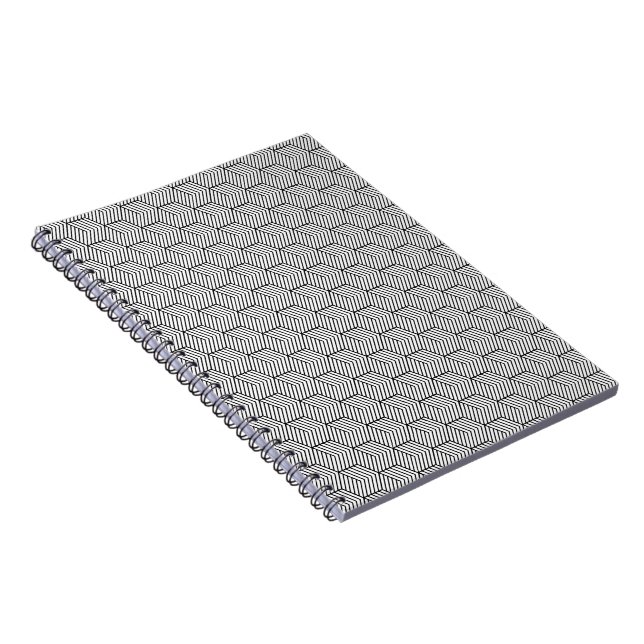 Carnet Motif noir ligne cube géométrie simple (Côté Droit)