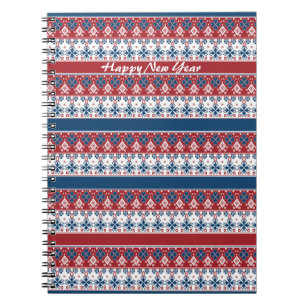 Carnet Motif norvégien rayé bleu rouge