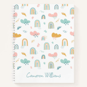 Carnet Motif nuage Rainbow et pluie amusant