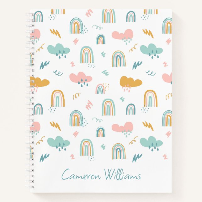 Carnet Motif nuage Rainbow et pluie amusant (Devant)