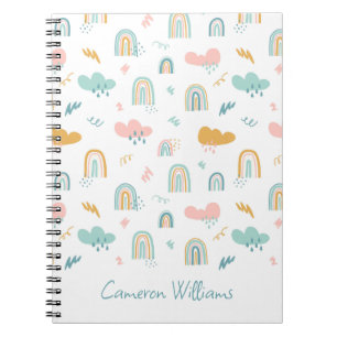 Carnet Motif nuage Rainbow et pluie amusant