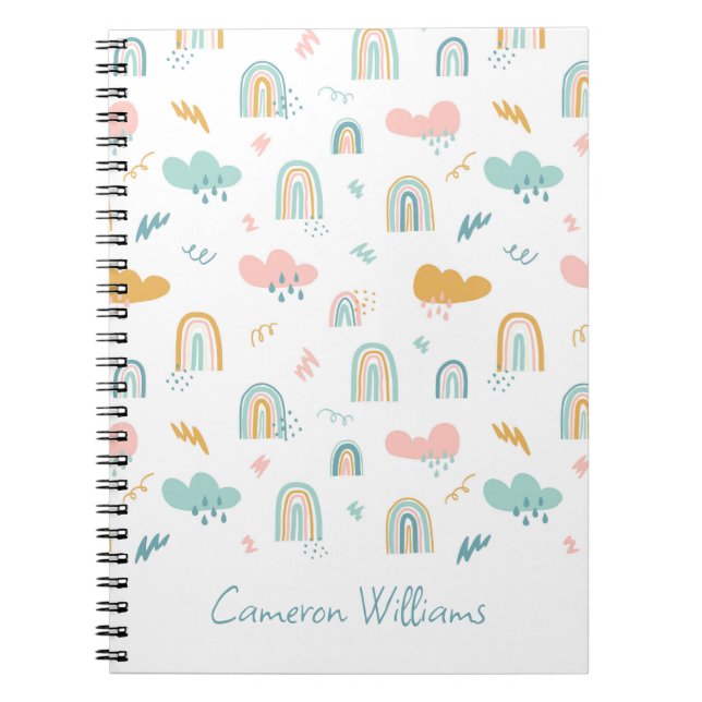 Carnet Motif nuage Rainbow et pluie amusant (Devant)