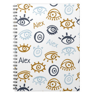 Carnet Motif oculaire monogramme Ajouter un bloc-notes