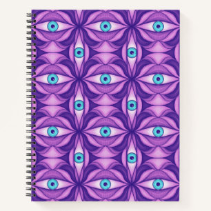 Carnet Motif œil botanique abstrait maximaliste violet