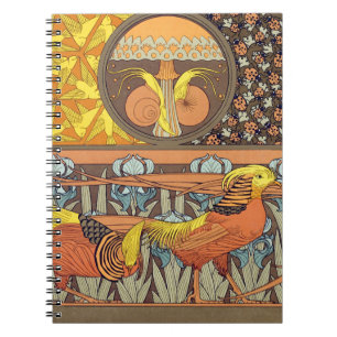 Carnet Motif oiseau de la nature Art nouveau français vin