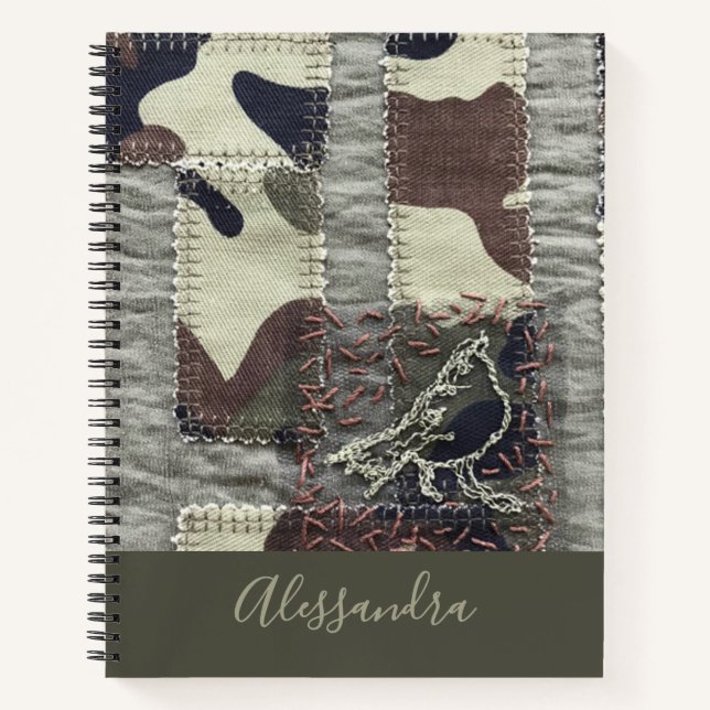 Carnet Motif Oiseaux Camouflage Personnalisé Aspect Patch (Devant)