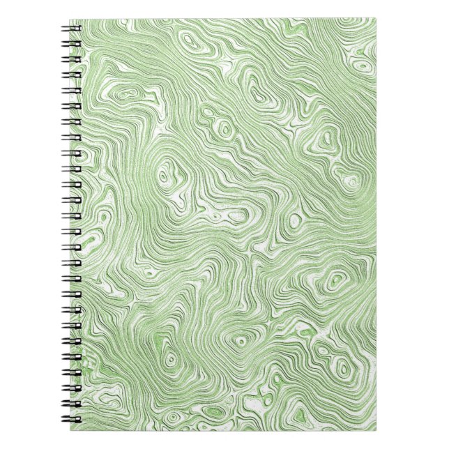 Carnet Motif ondulé abstrait vert citron pâle (Devant)