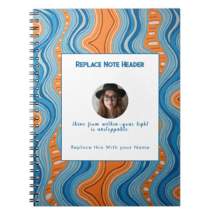 Carnet Motif ondulé bleu et orange personnalisé 