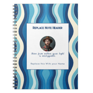 Carnet Motif ondulé bleu personnalisé 
