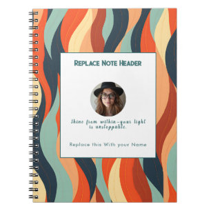 Carnet Motif ondulé orange et sarcelle personnalisé 