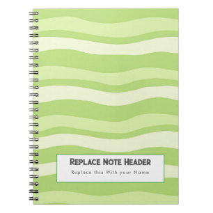 Carnet Motif ondulé vert citron personnalisé 