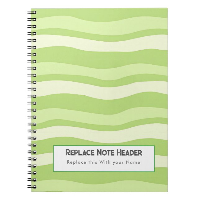 Carnet Motif ondulé vert citron personnalisé  (Devant)