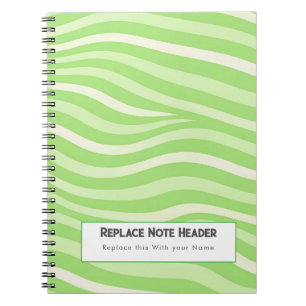 Carnet Motif ondulé vert citron personnalisé 