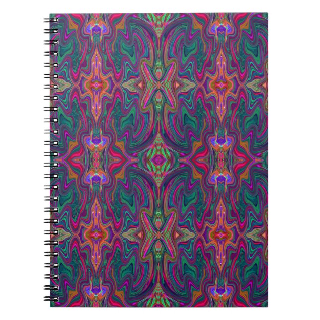 Carnet Motif ondulé vert, orange et violet trippy cool (Devant)