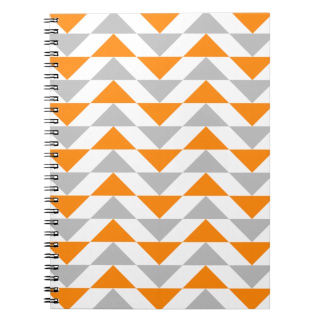 Carnet Motif orange de blanc gris de triangles (Devant)