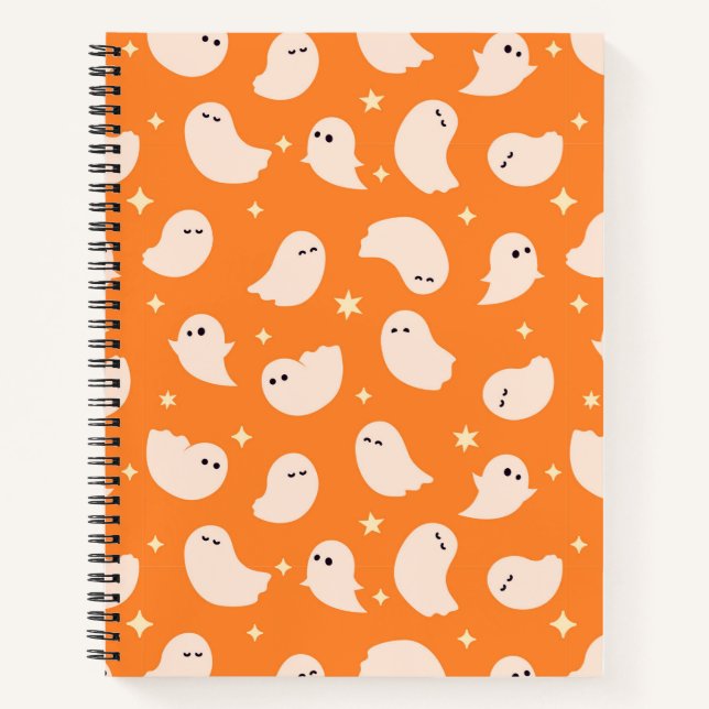 Carnet Motif Orange Fantôme Gribouillis (Devant)