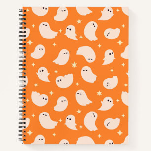 Carnet Motif Orange Ghost Doodle