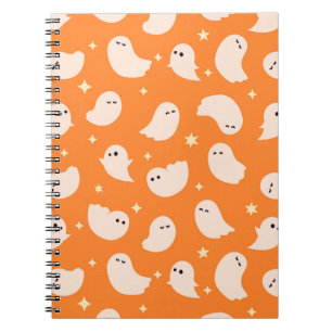 Carnet Motif Orange Ghost Doodle