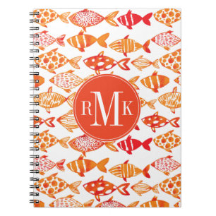Carnet Motif orange lumineux de poissons d'aquarelle