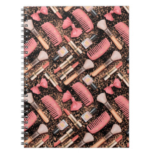 Carnet Motif Pailleté Cosmétiques Rose