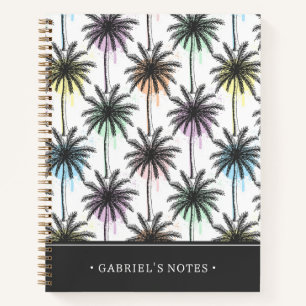 Carnet Motif Paint Drop Palm Tree   Ajouter Votre Nom