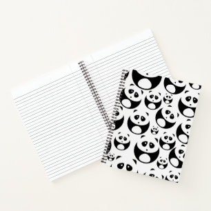 Carnet Motif Panda noir et blanc Kawaii