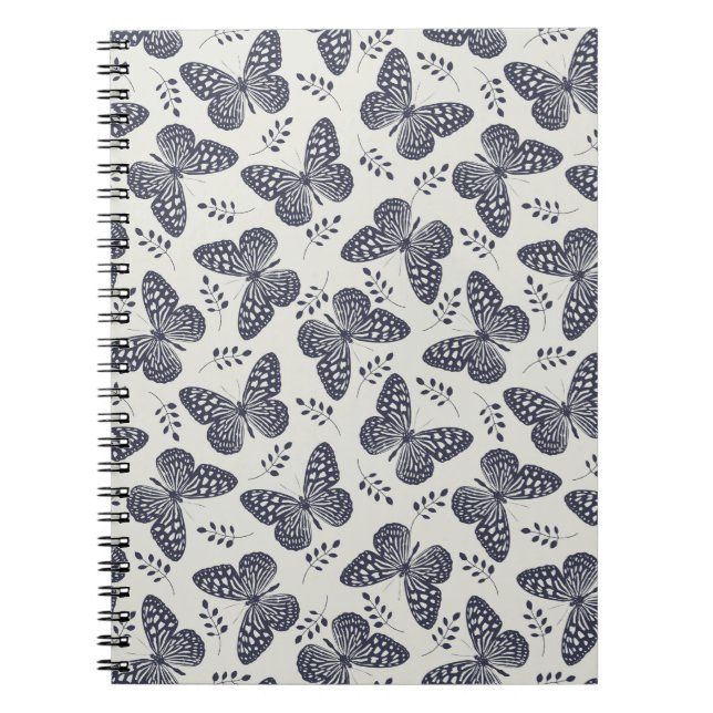 Carnet Motif papillon bleu foncé sur arrière - plan gris (Devant)