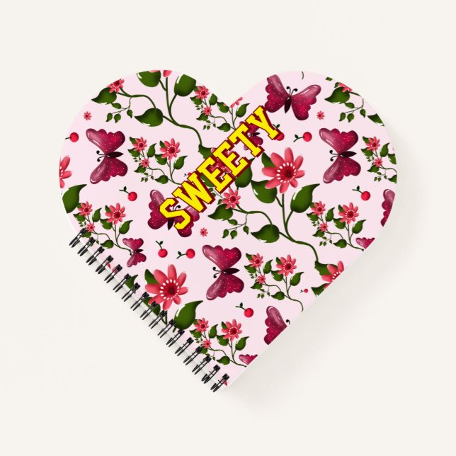 Carnet Motif papillon floral personnalisé  (Devant)