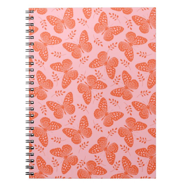 Carnet Motif papillon orange sur arrière - plan rose (Devant)