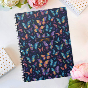 Carnet Motif Papillons Colorés Boho Moderne Nom