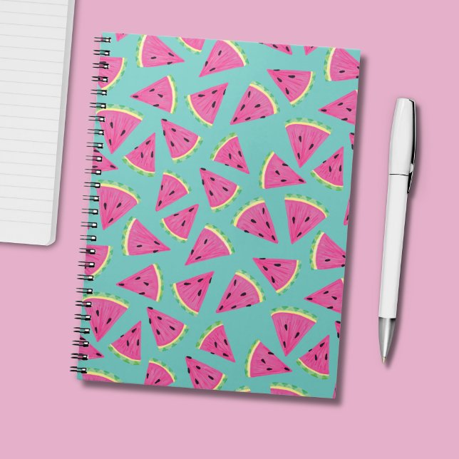 Carnet Motif Pastèque d'Été (Tropical fruit watermelon pattern turquoise notebook)