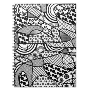 Carnet Motif Patchwork Noir & Blanc 02