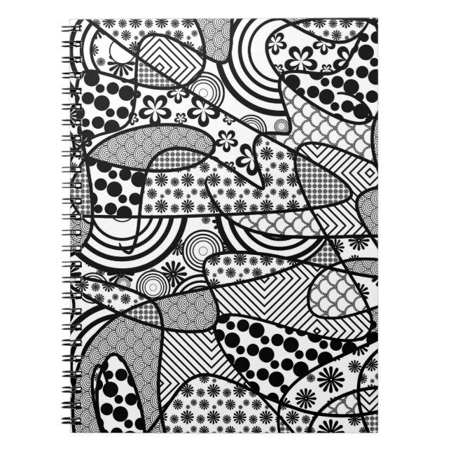 Carnet Motif Patchwork Noir & Blanc 02 (Devant)