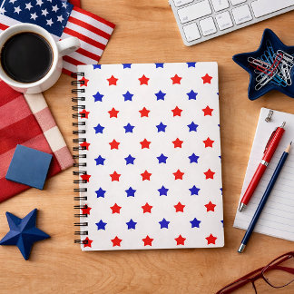 Carnet Motif Patriotique Étoiles Rouges et Bleues