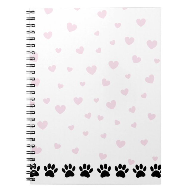 Carnet Motif Patte de Chien Cœurs Roses (Devant)