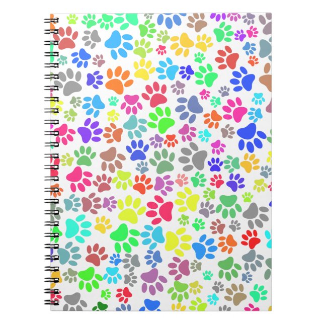 Carnet Motif Paw Chiot Coloré (Devant)