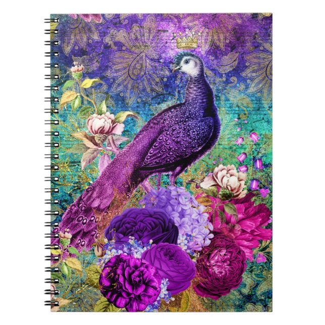 Carnet Motif Peacock Illustré vintage (Devant)